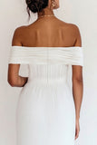 Ankle Length White Off The Shoulder Graduation Dress