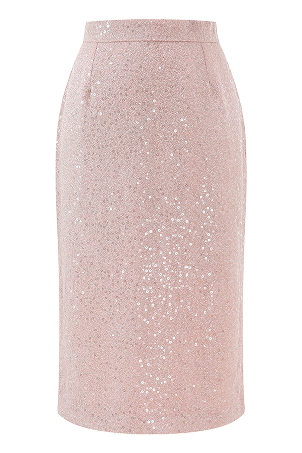Sparkly Sequin Pink 2 Piece Pencil Midi Prom Suits with Sash
