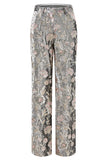 Sparkly Grey Peak Lapel 2 Piece Floral Women Prom Suits with Sequins