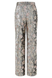 Sparkly Grey Peak Lapel 2 Piece Floral Women Prom Suits with Sequins
