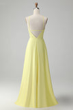 Terracotta Halter Keyhole Backless A Line Bridesmaid Dress with Flower