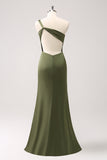 Terracotta Mermaid Backless Bridesmaid Dress with Slit