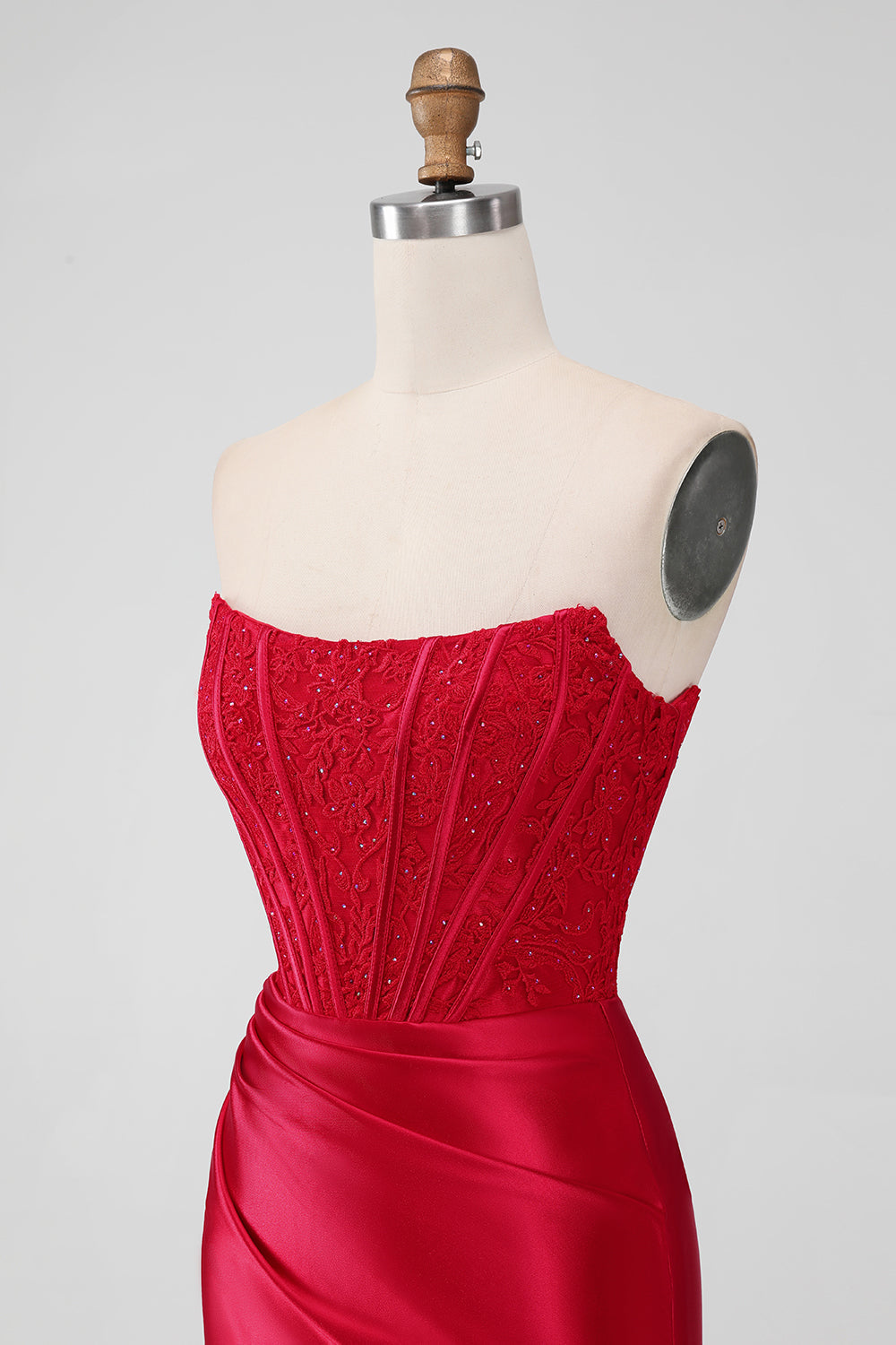 Sparky Red Strapless Bodycon Short Prom Dress with Lace