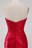 Sparky Red Strapless Bodycon Short Prom Dress with Lace