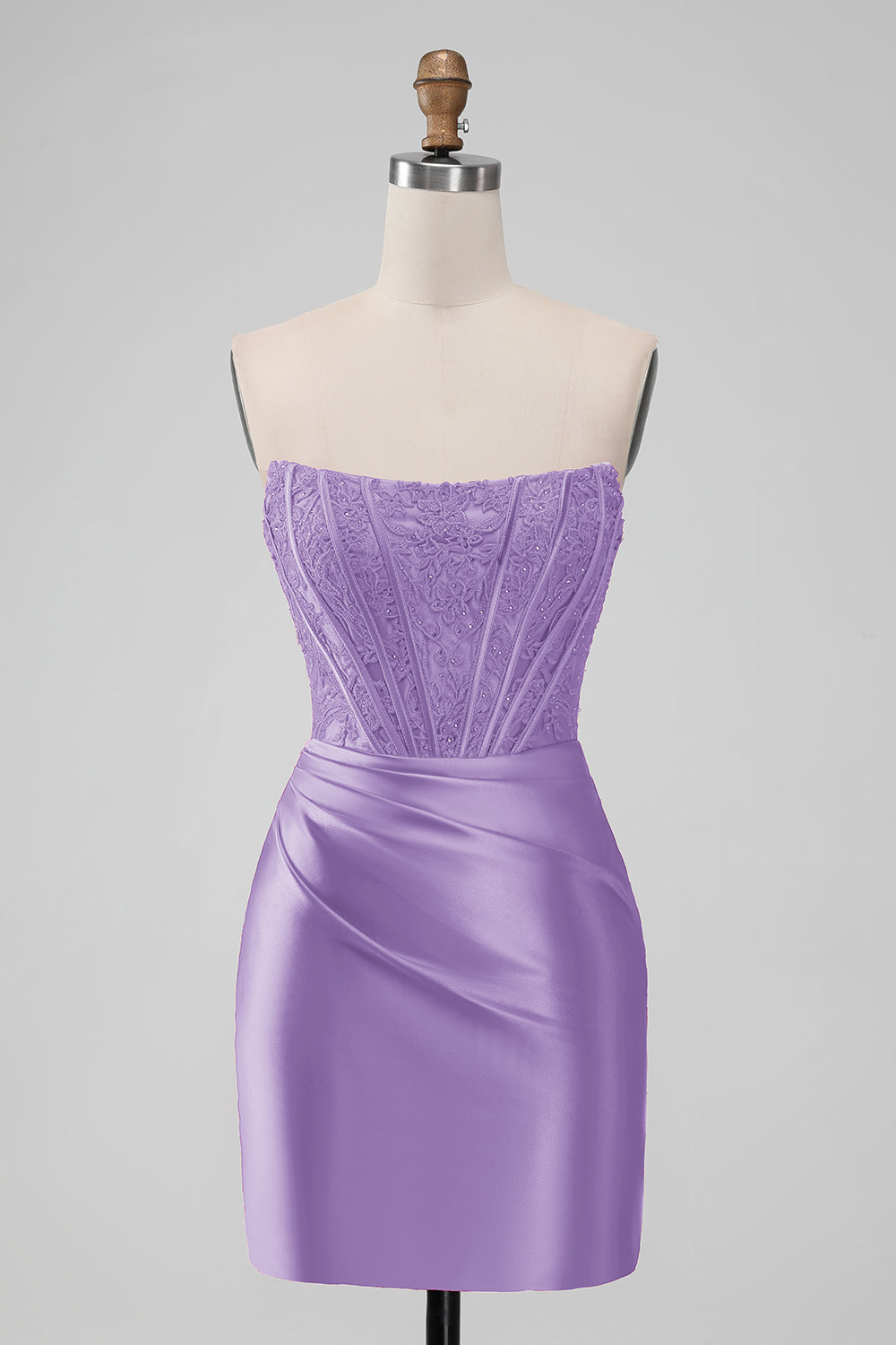 Sparky Red Strapless Bodycon Short Prom Dress with Lace