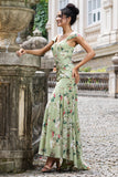Green Large Flower Mermaid Corset Wedding Guest Dress