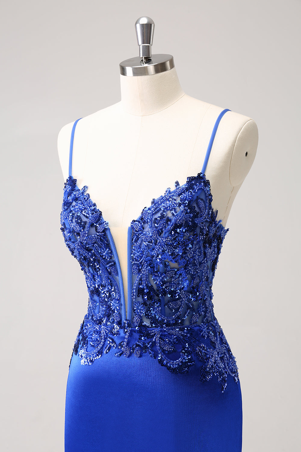 Sparkly Royal Blue Sequin Tight Short Prom Dress With Lace Up Back