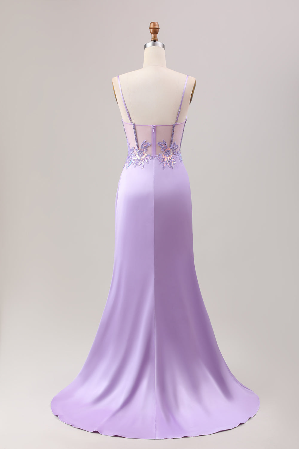 Sage Green Mermaid Sequin Corset Applique Prom Dress with High Slit