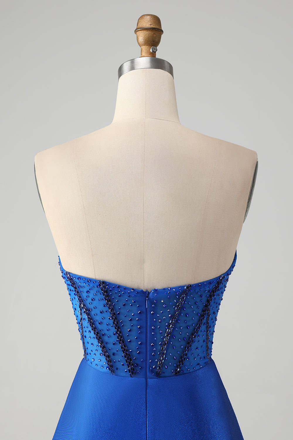 Sparkly Royal Blue Tight Strapless Short Prom Dress with Beading