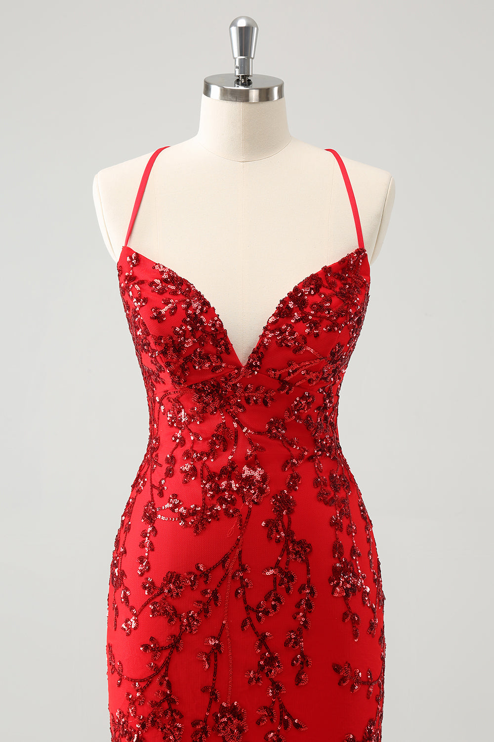 Sparkly Floral Red Tight Short Prom Dress with Sequins