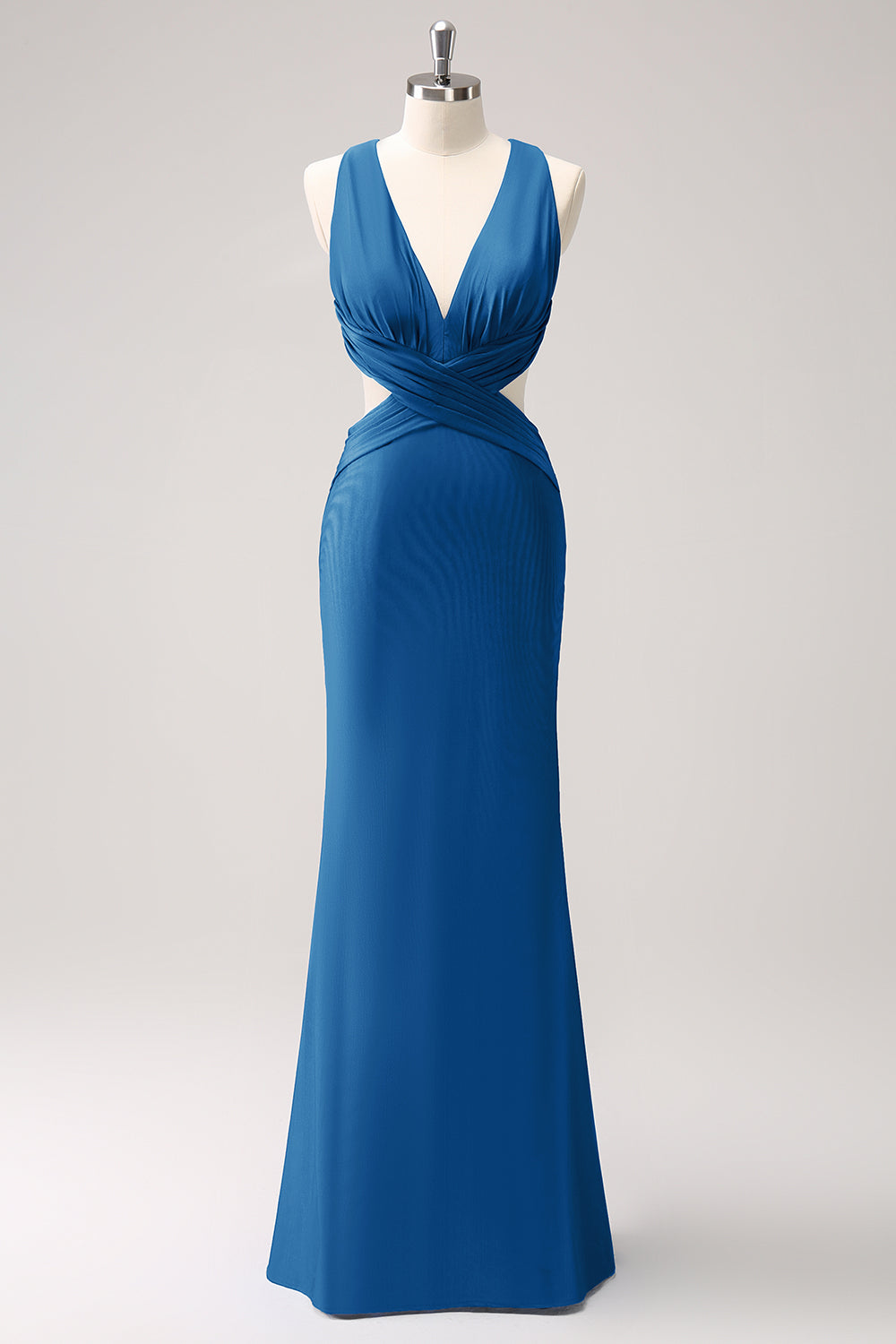 Eucalyptus Mermaid Backless Cut Out Long Bridesmaid Dress