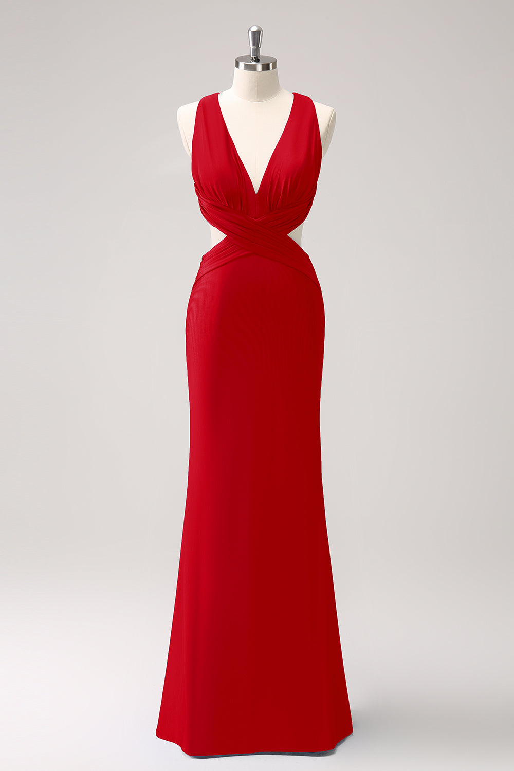 Eucalyptus Mermaid Backless Cut Out Long Bridesmaid Dress