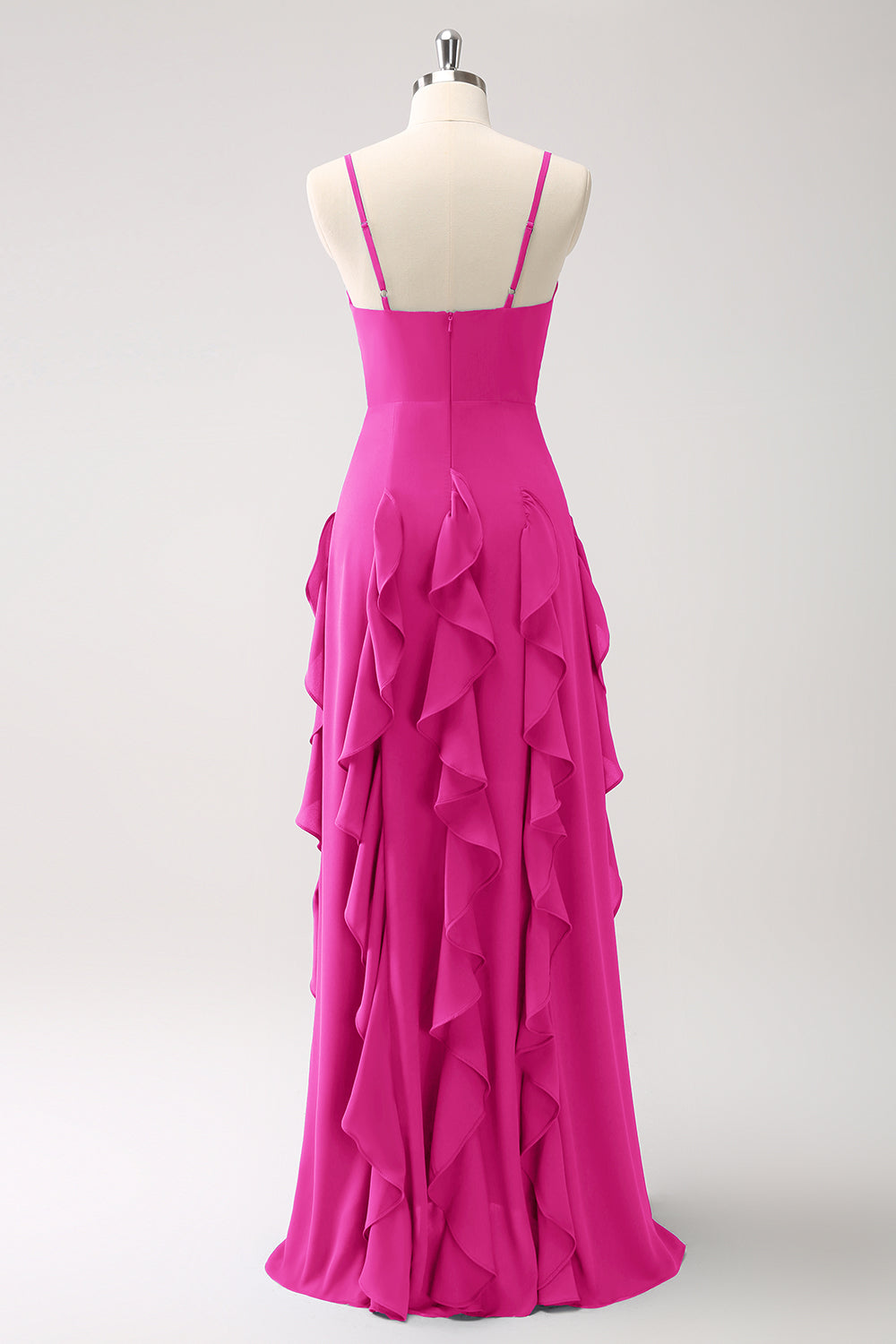 Eucalyptus A-Line Ruffled Spaghetti Straps Bridesmaid Dress