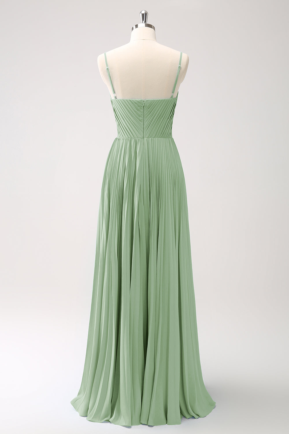 Eucalyptus Spaghetti Straps Corset Bridesmaid Dress