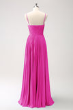 Lilac A-Line Corset Pleated Bridesmaid Dress