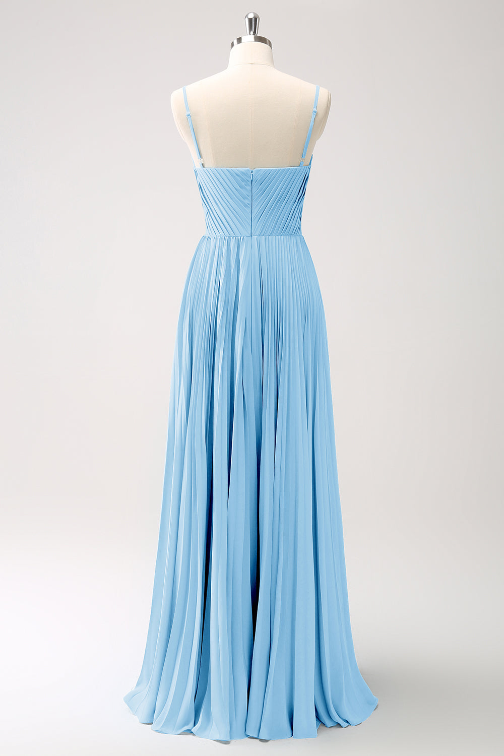 Rust A-Line Spaghetti Straps Corset Long Bridesmaid Dress