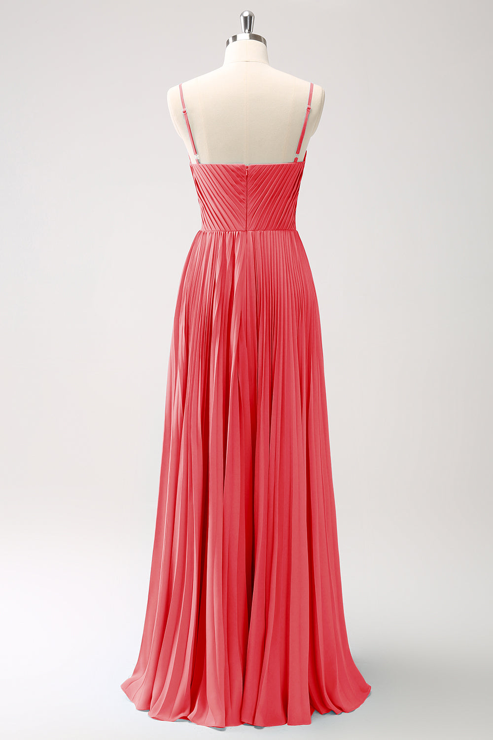 Rust A-Line Spaghetti Straps Corset Long Bridesmaid Dress