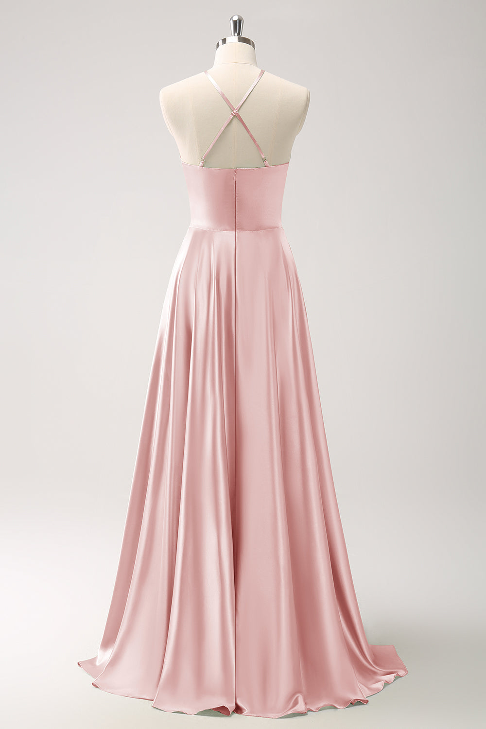 Royal Blue A-Line Hollow Out Halter Long Bridesmaid Dress with Flower