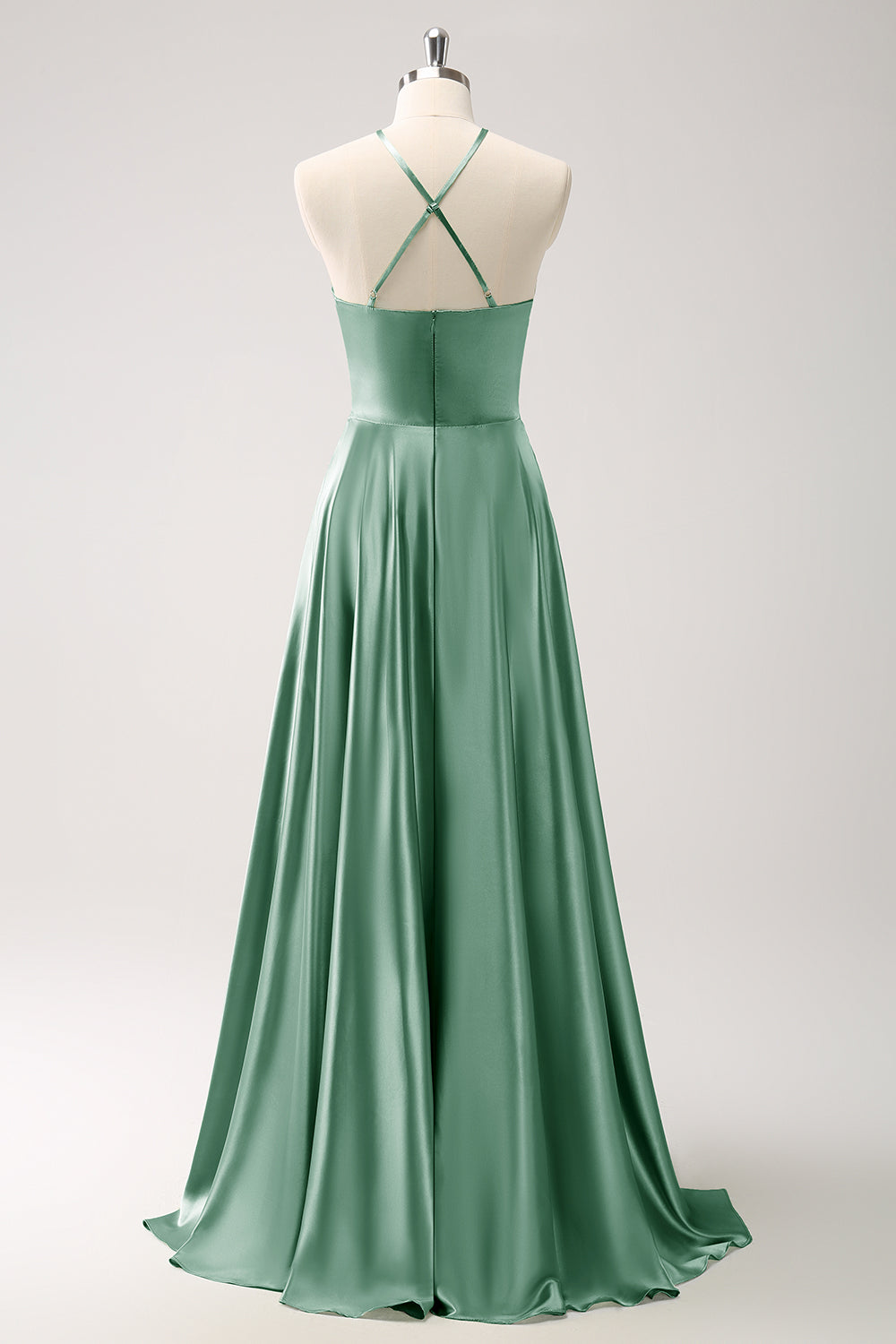 Royal Blue A-Line Hollow Out Halter Long Bridesmaid Dress with Flower