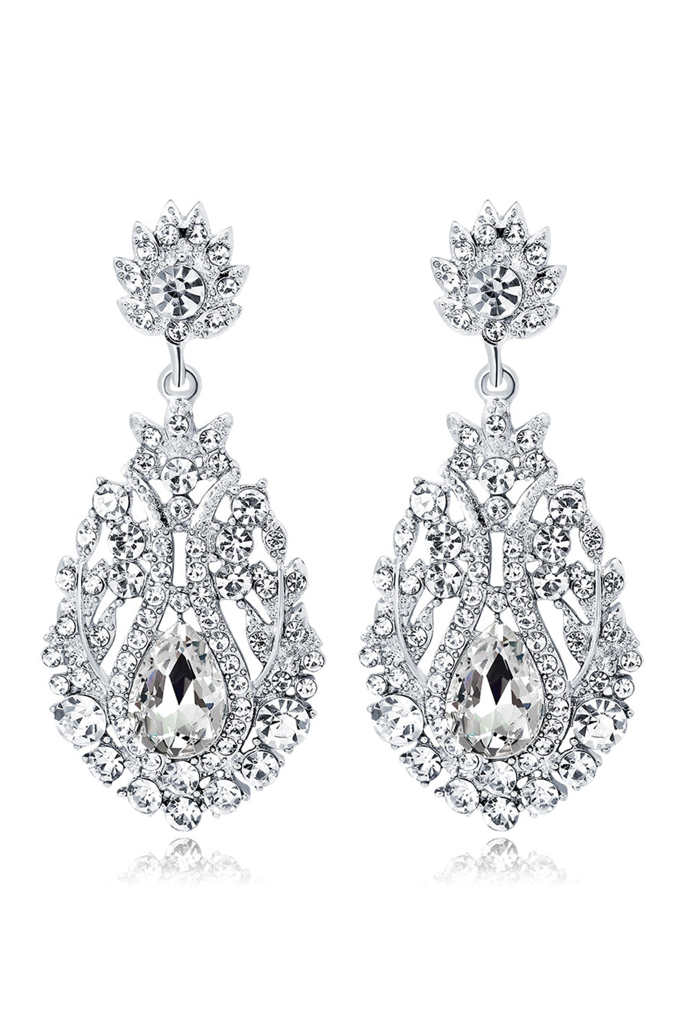 Royal White Rhinestone Water Drop Earrings