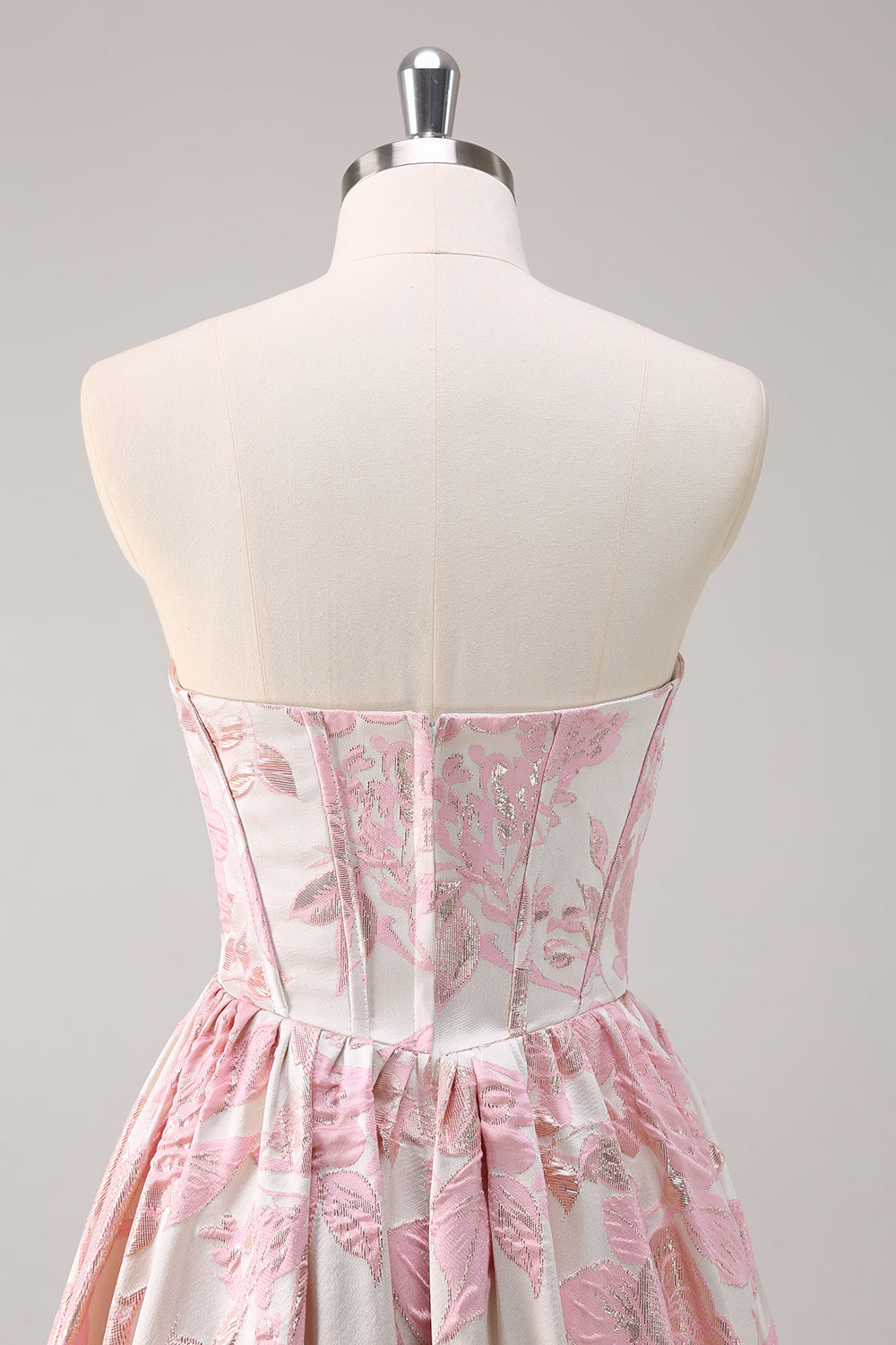 Strapless Blue Sweetheart Corset A-Line Floral Prom Dress