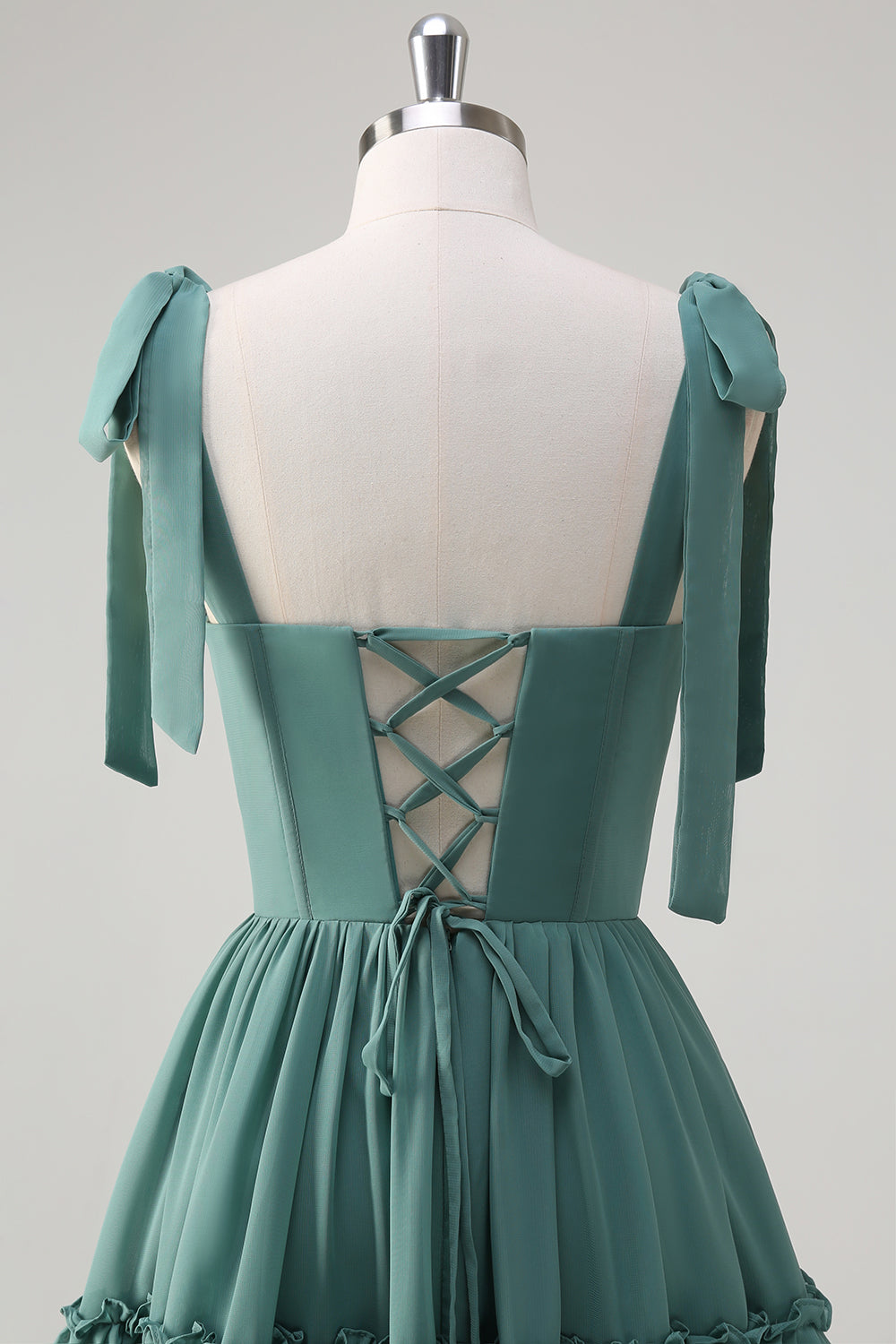 Eucalyptus Corset Tiered A-Line Bridesmaid Dress with Slit
