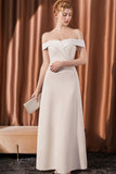 Elegant White Off The Shoulder Long Satin Prom Dress