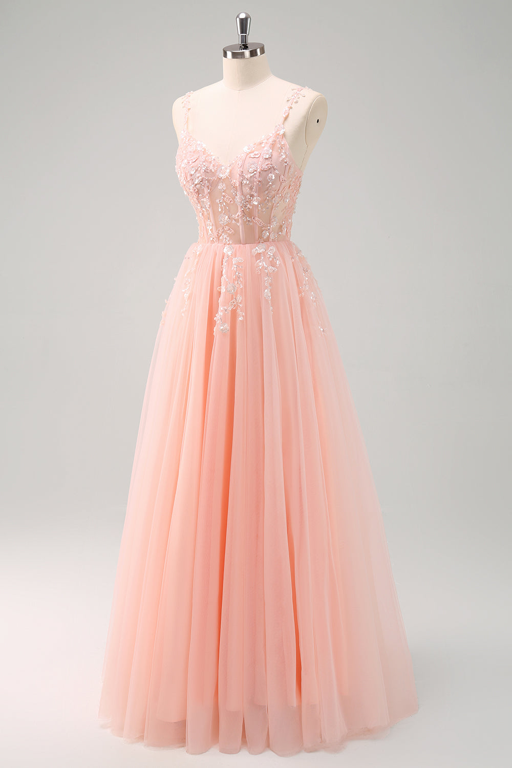Green Corset Applique A-Line Prom Dress with Sequins