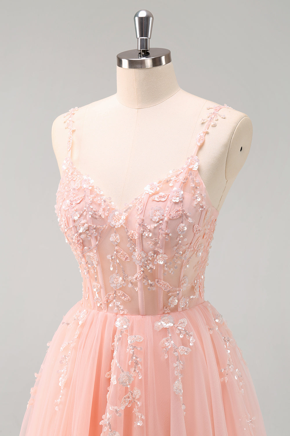 Green Corset Applique A-Line Prom Dress with Sequins