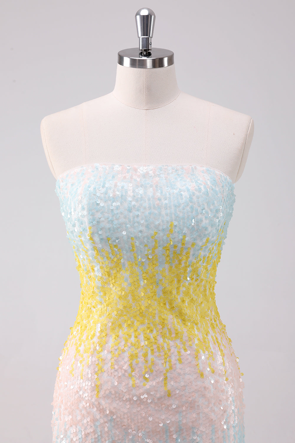 Sparkly White Iridescent Strapless Bodycon Short Prom Dress