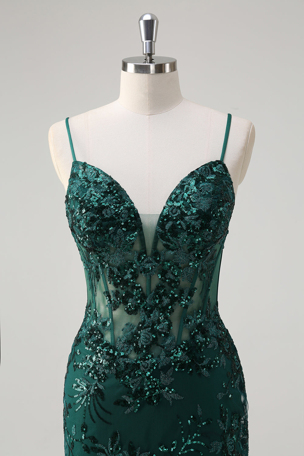 Royal Blue Corset Sequined Applique Mermaid Prom Dress