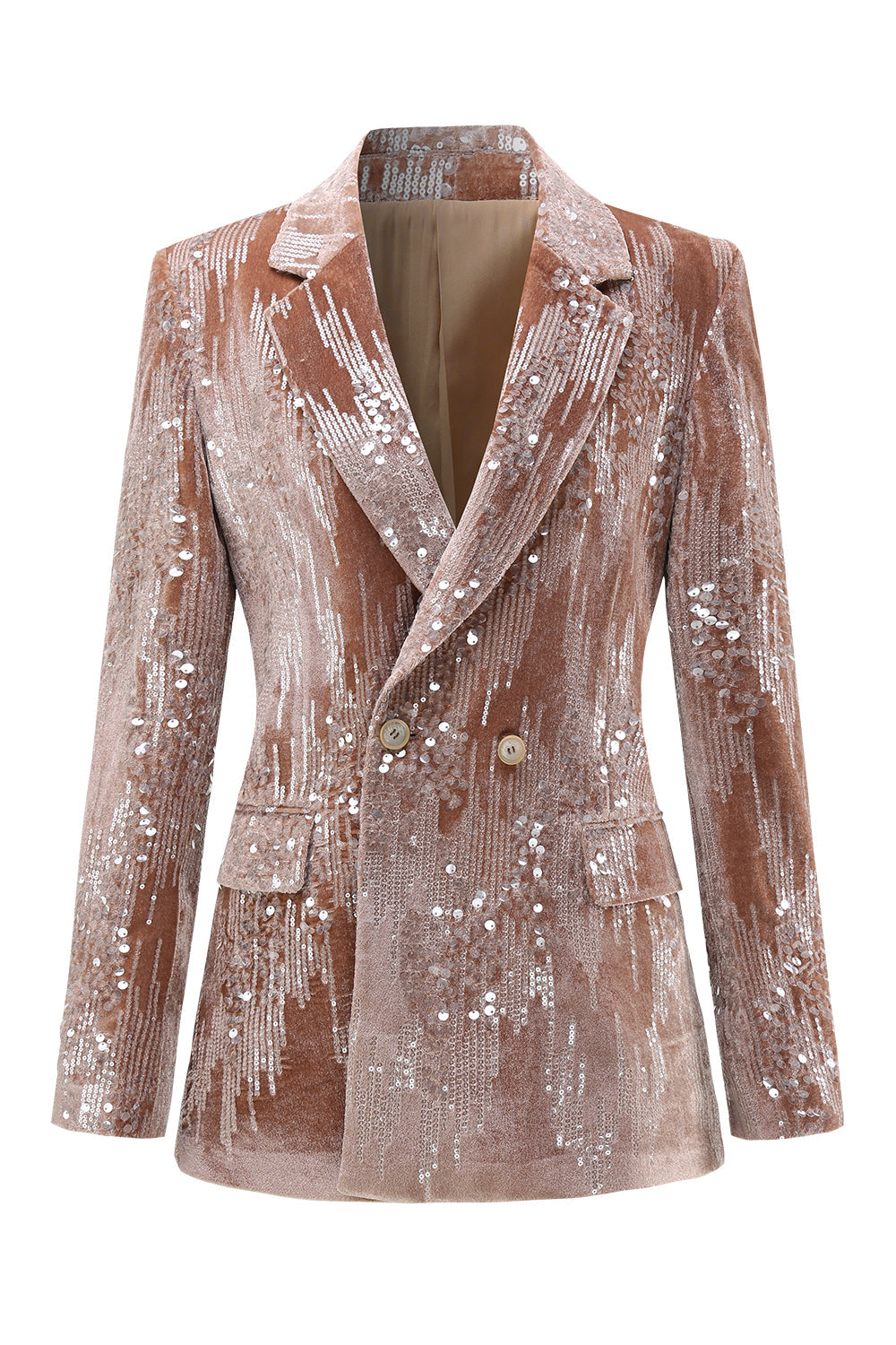 Sparkly Dusty Rose Velvet Notched Lapel Sequins 2 Piece Suits