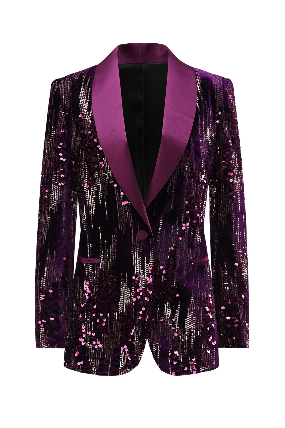 Sparkly Purple Single Button Women's Party Blazer