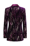 Sparkly Purple Single Button Women's Party Blazer