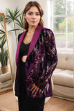 Sparkly Purple Single Button Women's Party Blazer