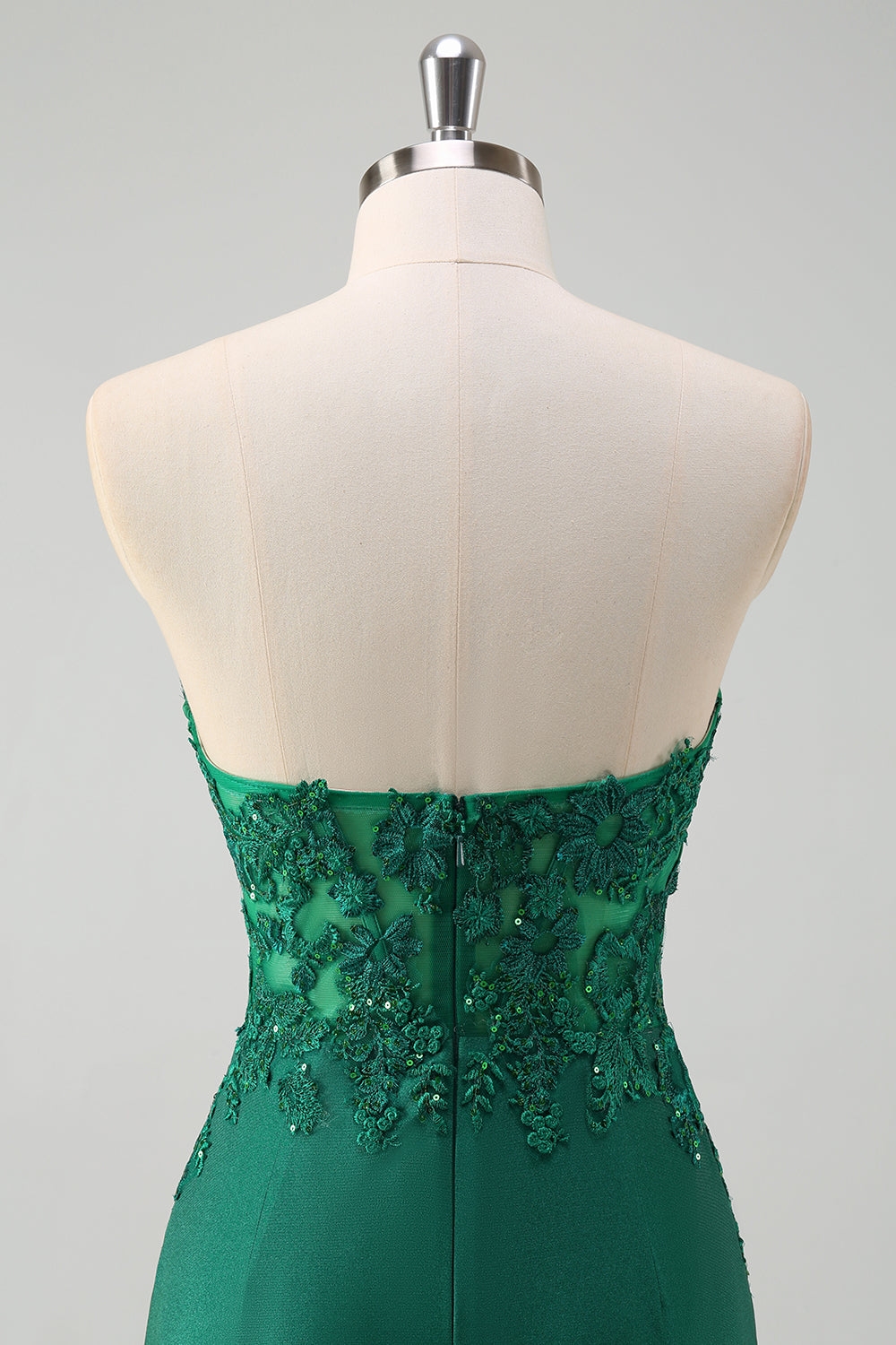 Green Mermaid Applique Sweetheart V-Neck Prom Dress with Slit