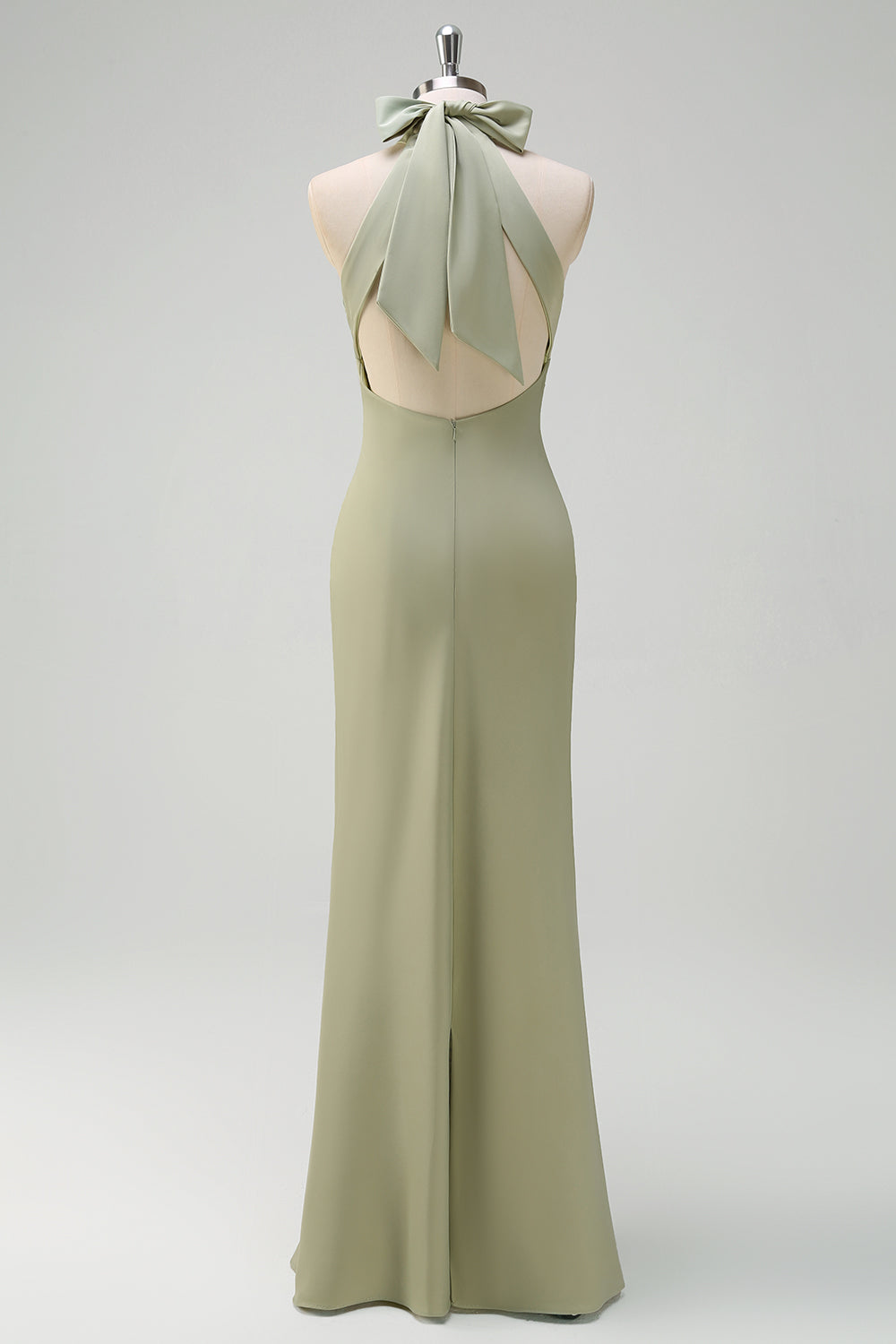 Halter Sheath Satin Wedding Guest Dress with Bow