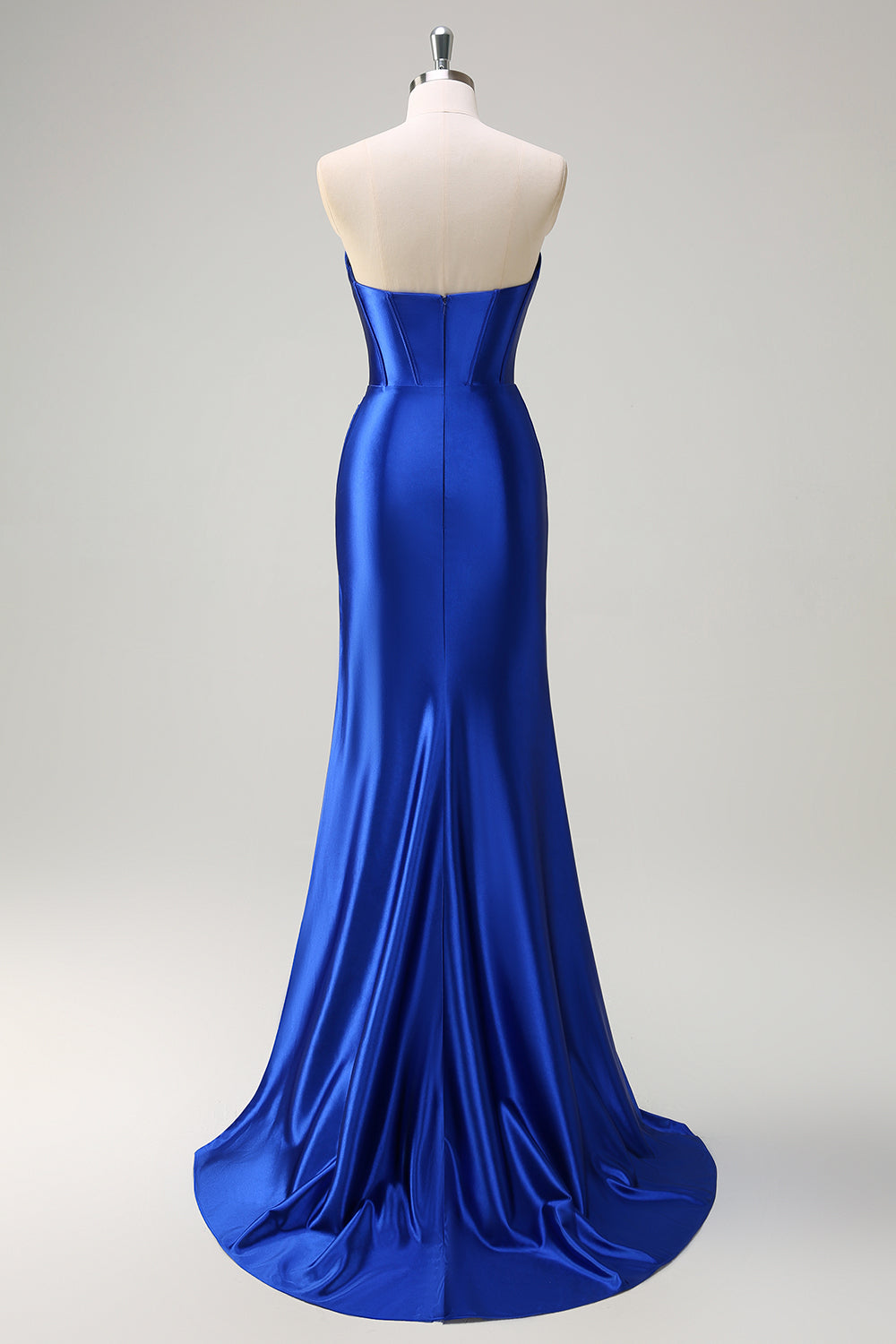Royal Blue Sweetheart Mermaid Satin Prom Dress with Slit