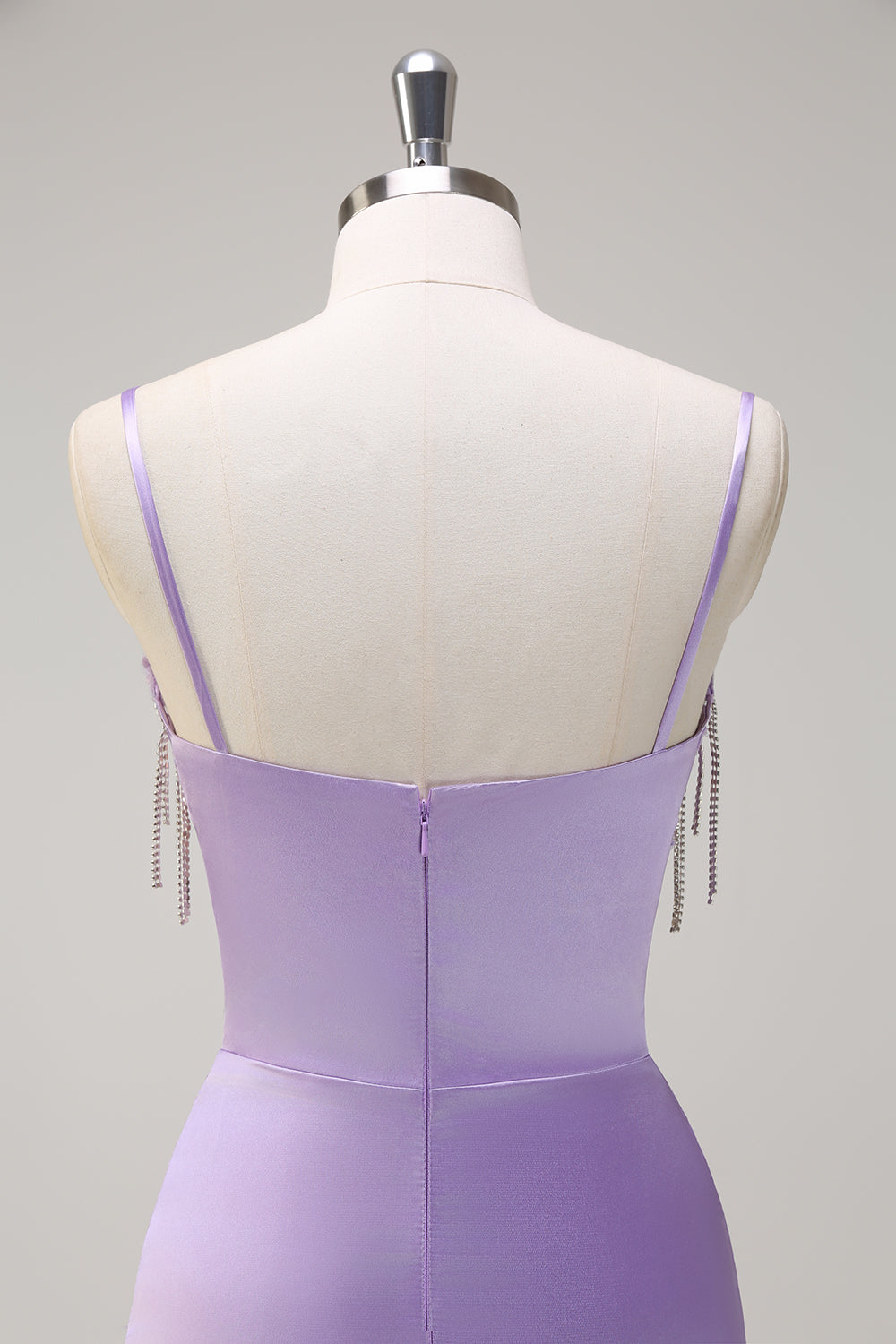 Lilac Corset Satin Beaded Mermaid Prom Dress with Slit