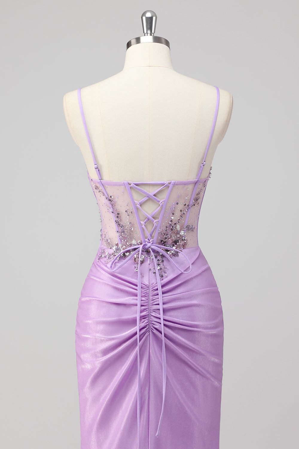 Sparkly Purple Mermaid Corset Sequin Maxi Prom Dress