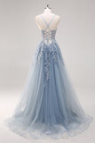 Lavender Corset Beaded Tulle Maxi Prom Dress with Slit