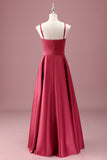 Dark Red A Line Spaghetti Straps Junior Bridesmaid Dress with Sash