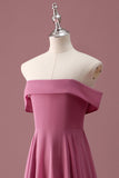 Desert Rose Off the Shoulder Chiffon A Line Pleated Junior Bridesmaid Dress