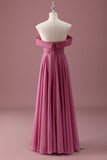 Desert Rose Off the Shoulder Chiffon A Line Pleated Junior Bridesmaid Dress