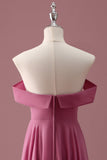 Desert Rose Off the Shoulder Chiffon A Line Pleated Junior Bridesmaid Dress
