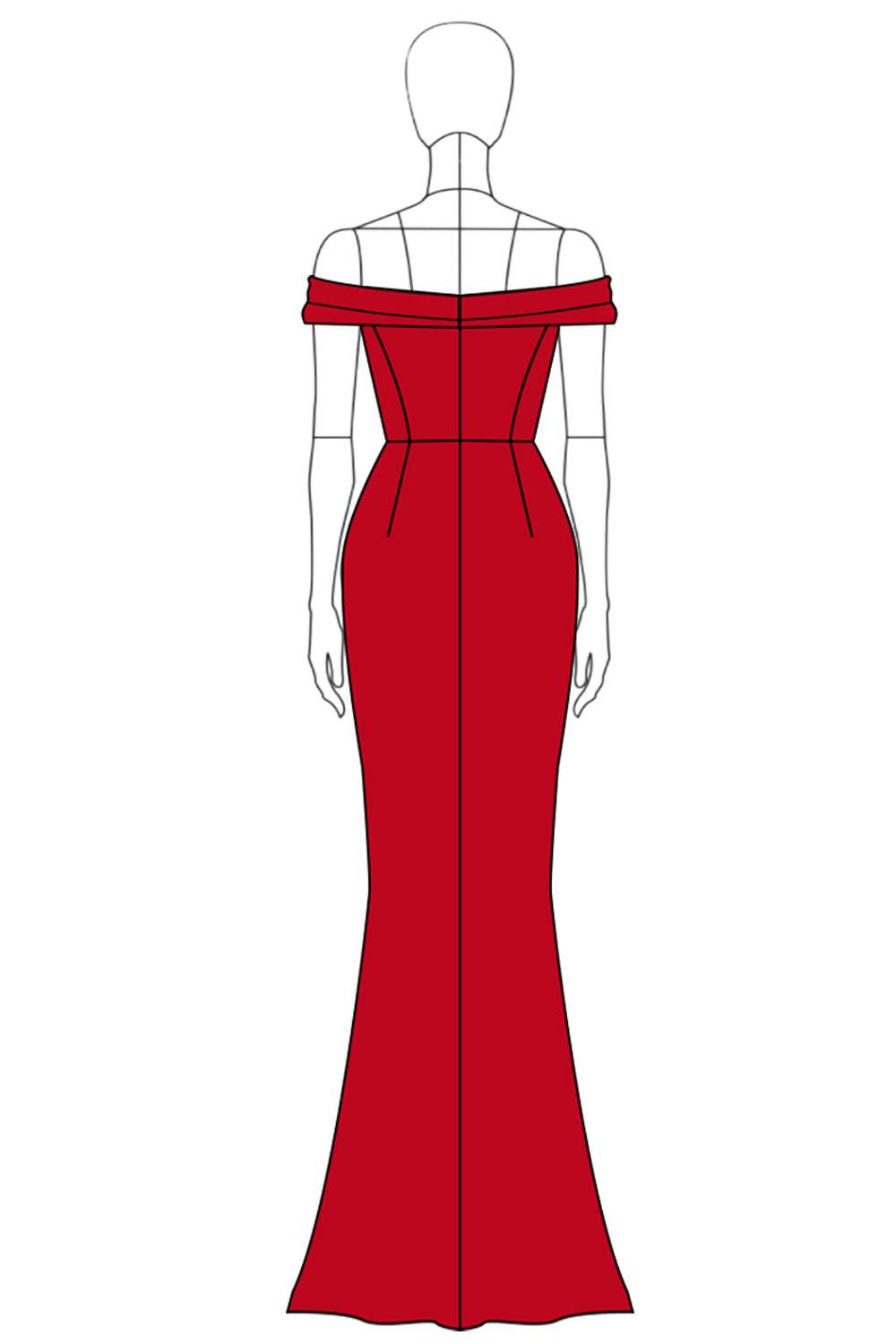 Red Off the Shoulder Mermaid Maxi Formal Dress