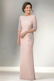 Champagne Jewel Neck Sheath Mother of the Bride Dress with Sequins