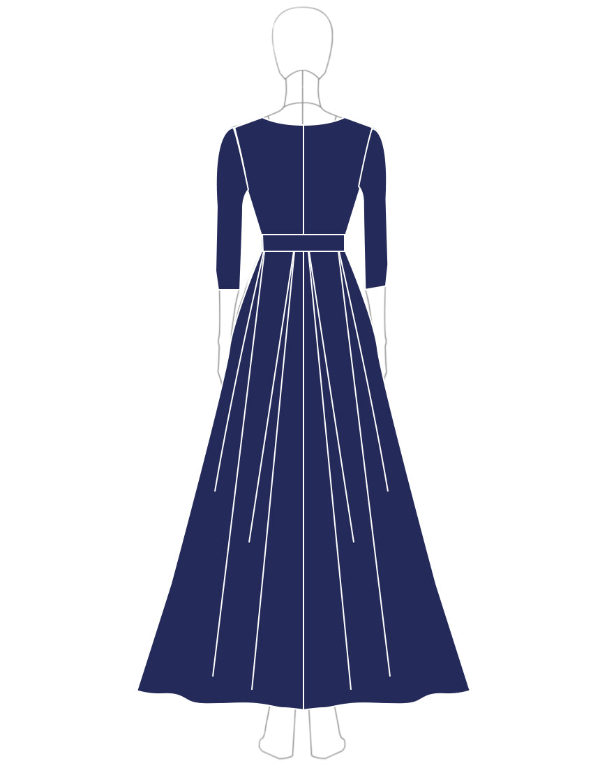 A-Line Navy Satin High Waist Mother of the Bride Dress with Sequins