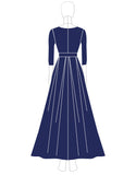 A-Line Navy Satin High Waist Mother of the Bride Dress with Sequins