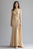 Champagne Sheath Chiffon Mother of the Bride Dress with Sash